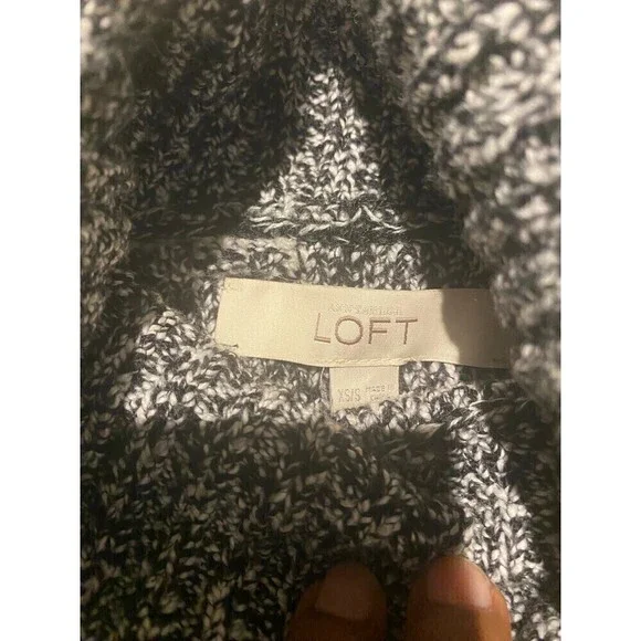 LOFT Turtle Neck Tunic Vest Sweater Size XS/S Oversized Cream/Black\Red - Picture 11 of 12